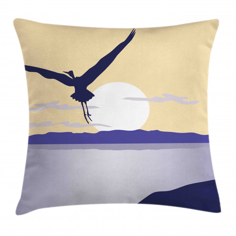 Flying Bird on Horizon Pillow Cover