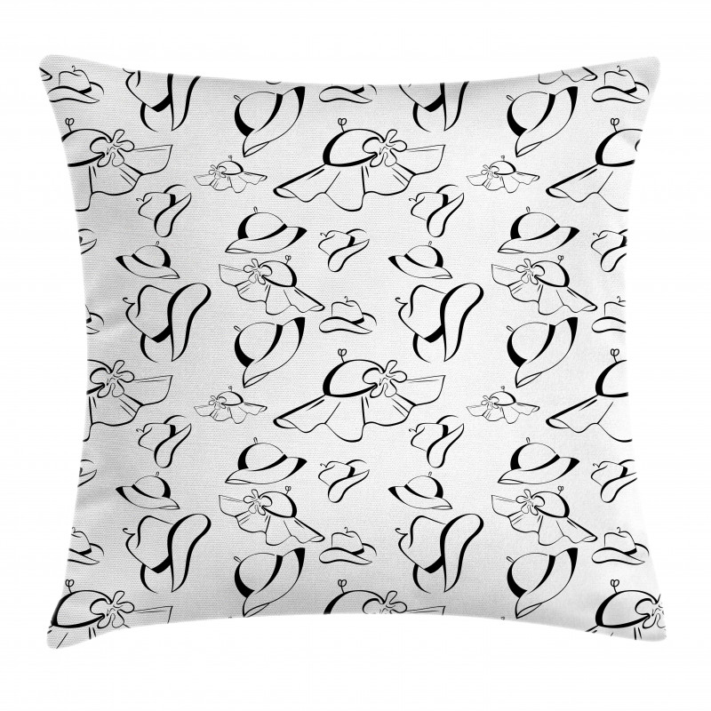 Monochrome French Hats Pillow Cover