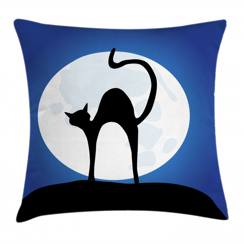 Black Cat Full Moon Sky Pillow Cover