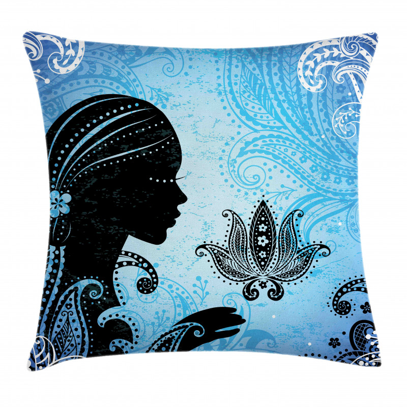 Girl Lotus Art Pillow Cover