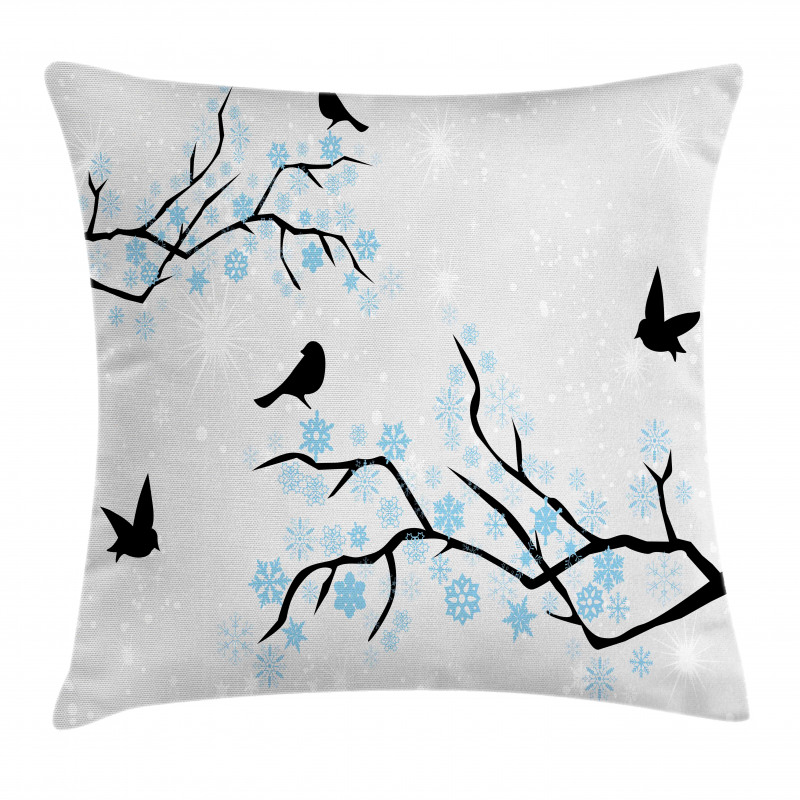 Winter Birds Stars Sky Pillow Cover