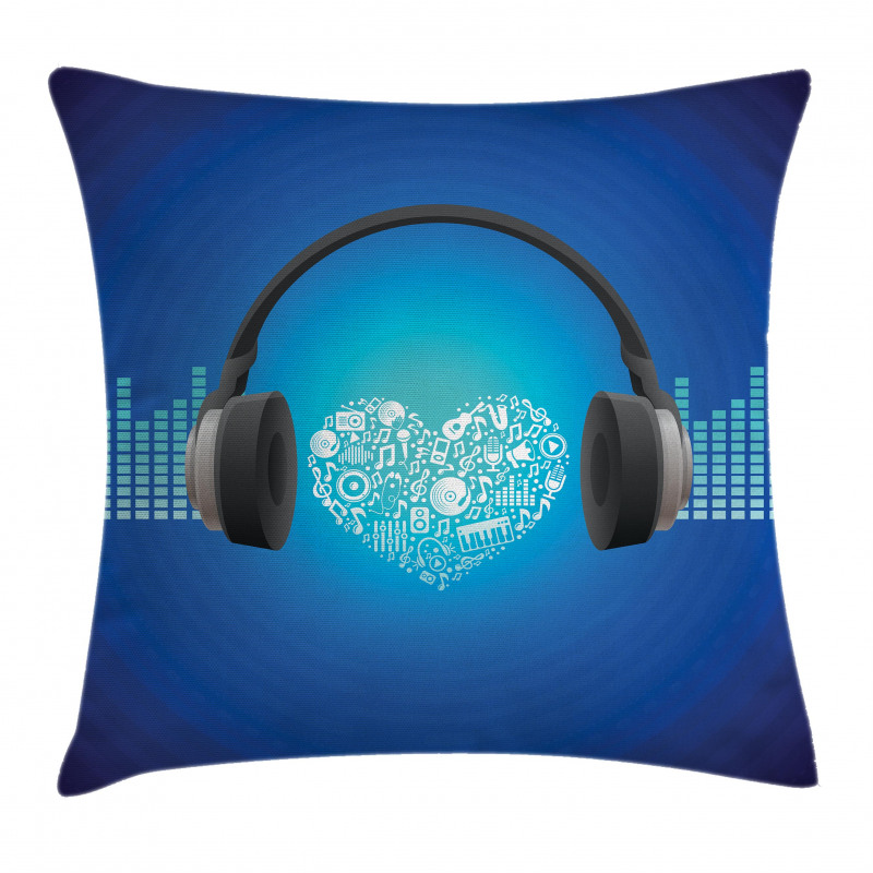 Heart Earphones Pillow Cover