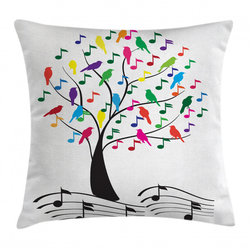 Tree with Notes Happiness Pillow Cover
