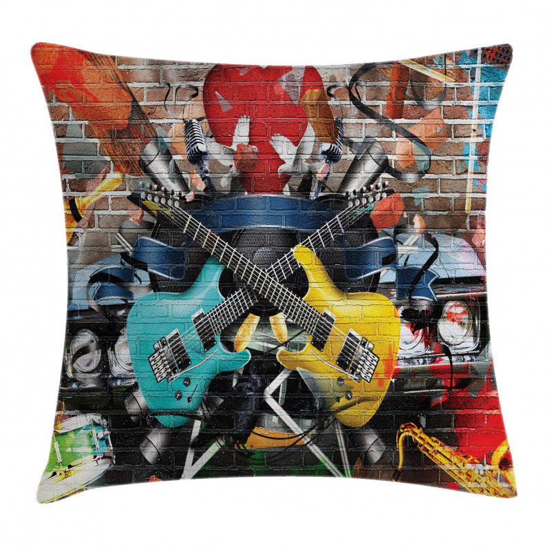 Collage Instrument Joyful Pillow Cover