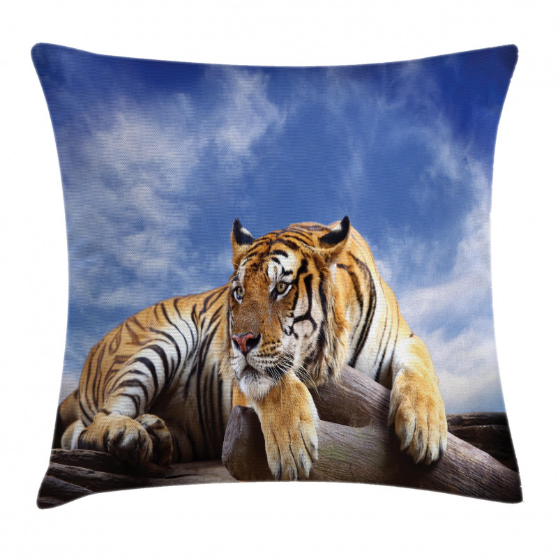 Tiger on Wood Wildlife Pillow Cover