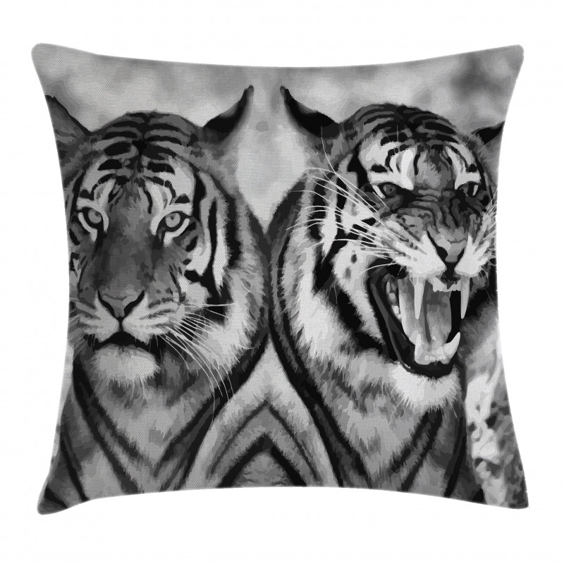 Aggressive Wild Tiger Pillow Cover