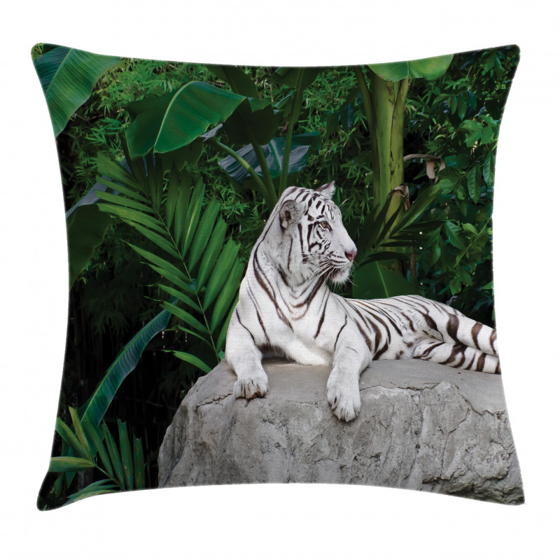 White Tiger in Jungle Pillow Cover