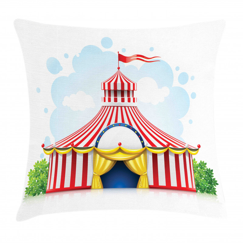 Striped Tent with Flag Pillow Cover