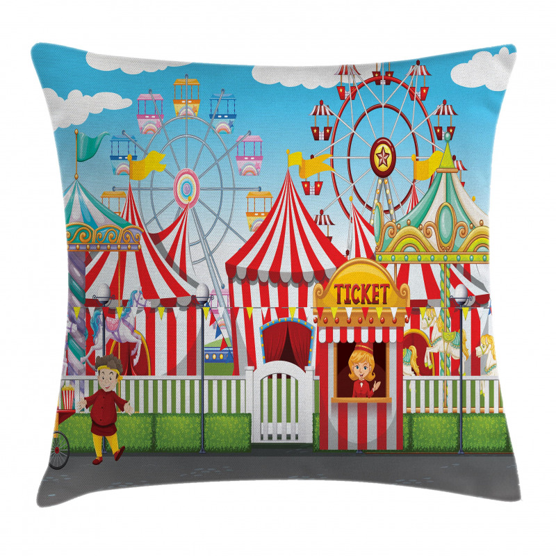 Carnival Many Rides Pillow Cover
