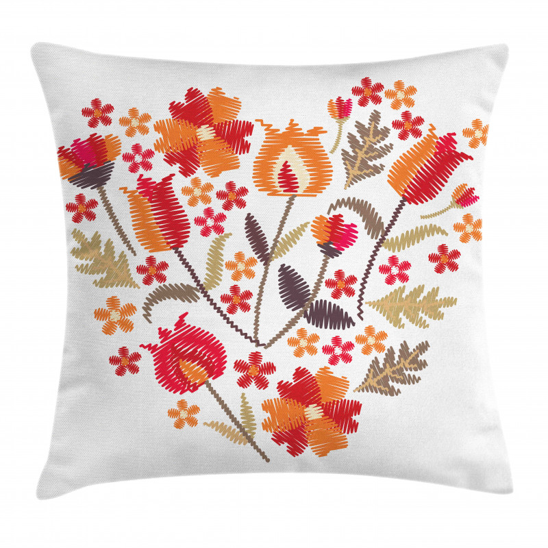 Heart Shaped Flowers Art Pillow Cover