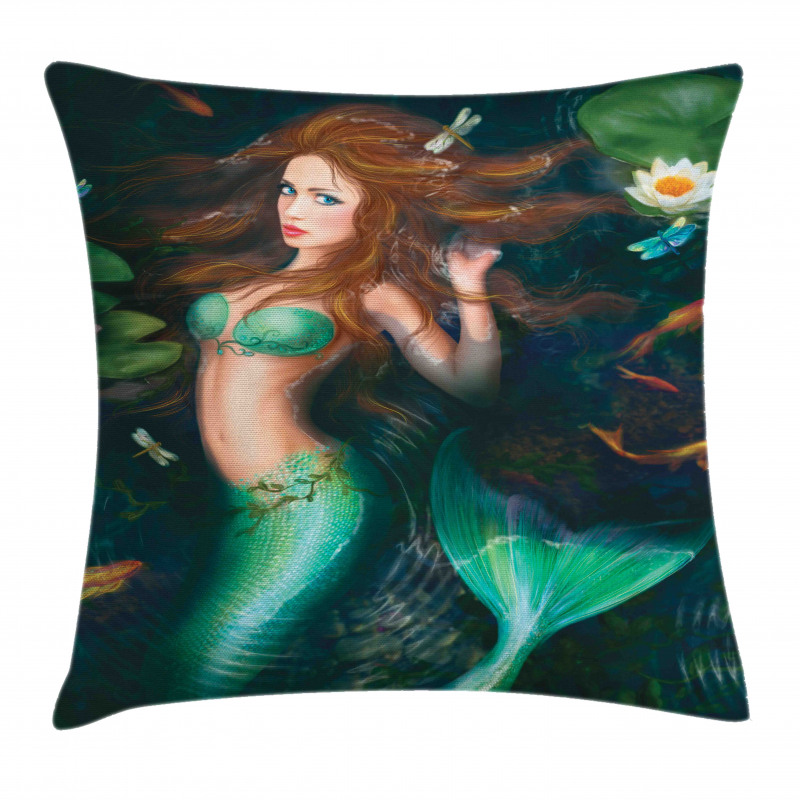 Mermaid Lake Lilies Pillow Cover