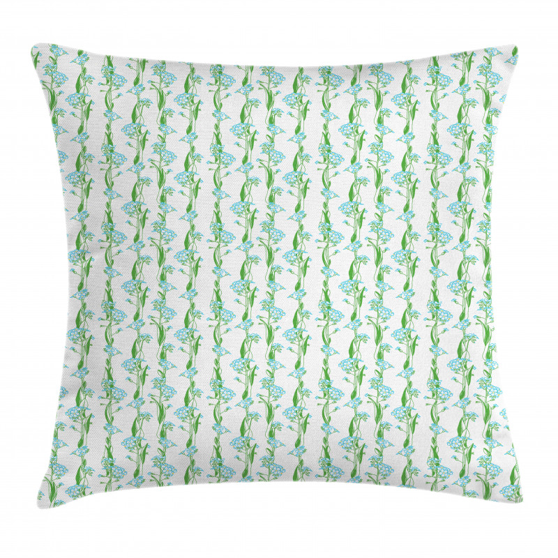 Vertical Leafy Flower Strips Pillow Cover