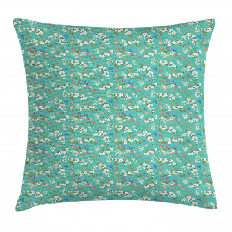 Budding Spring Time Flowers Pillow Cover