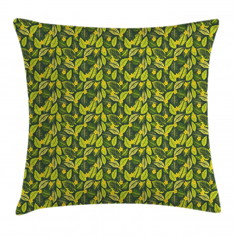 Hawaiian Flowers and Leaves Pillow Cover