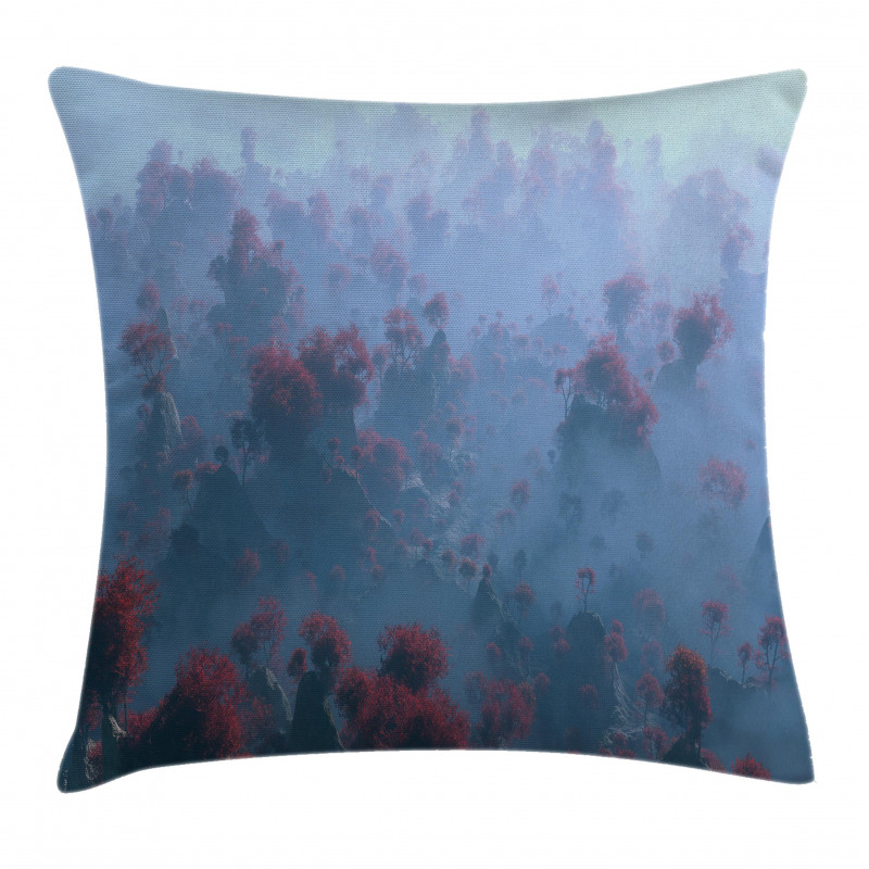 Autumn Trees in Mist Pillow Cover