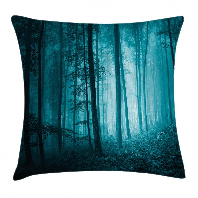 Foggy Dark Country Forest Pillow Cover