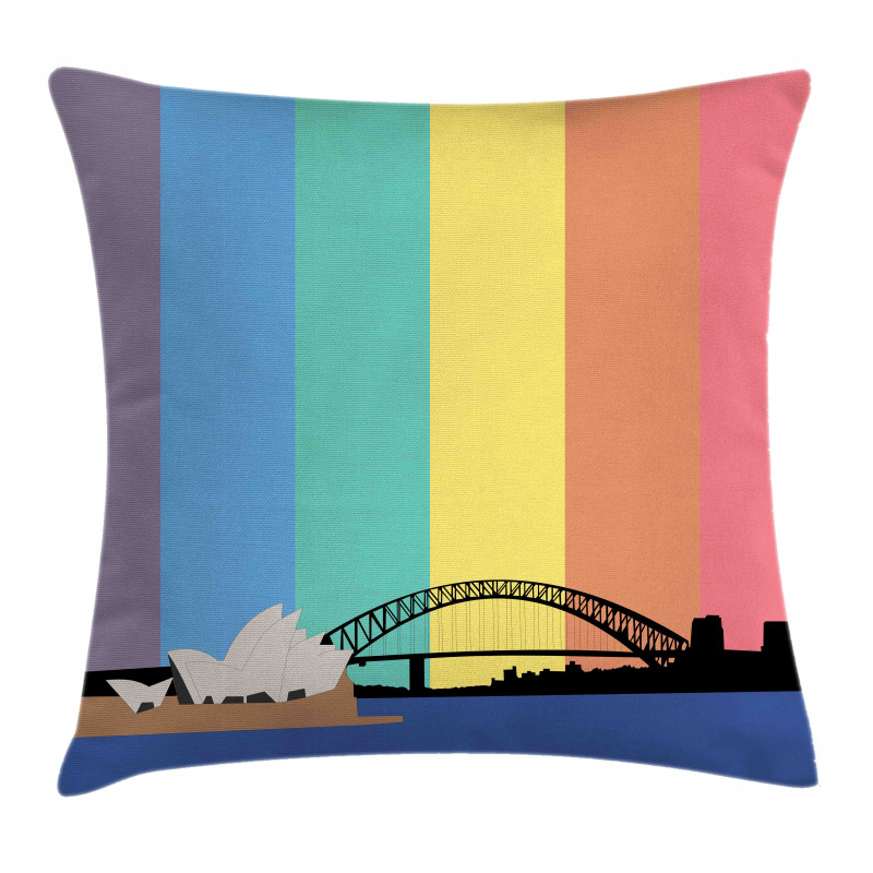 Sydney Building on Rainbow Pillow Cover