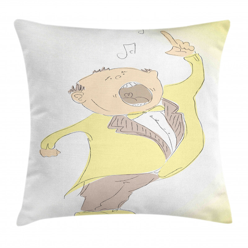 Singing Man Pastel Sketch Pillow Cover