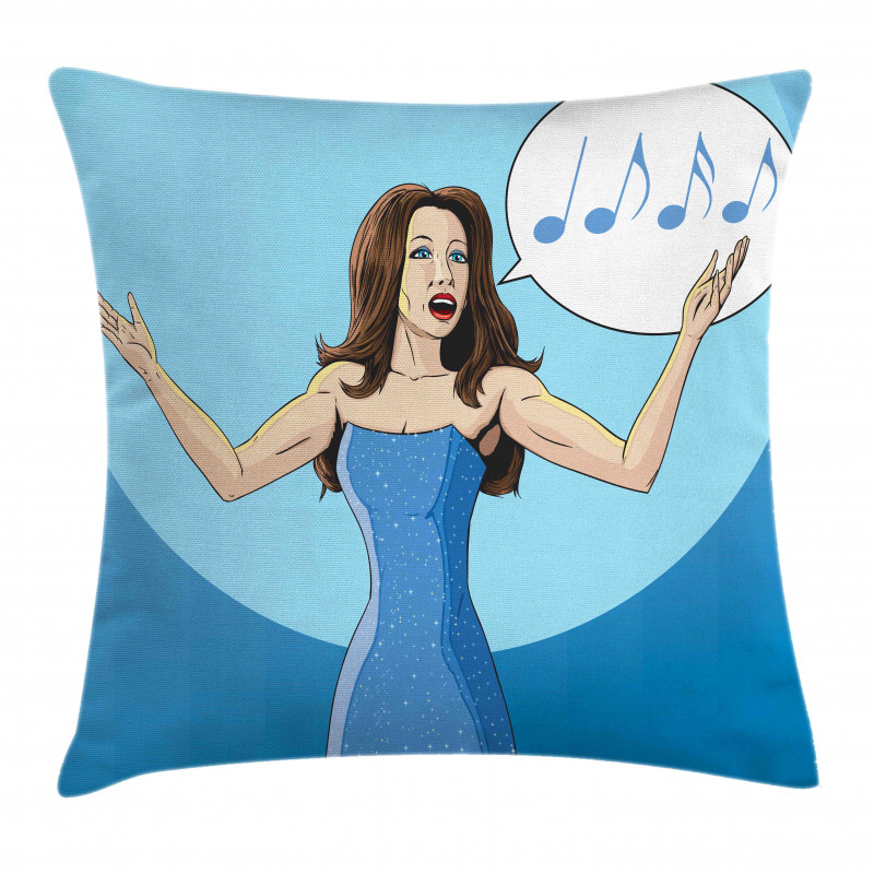 Comic Book Art Singing Woman Pillow Cover