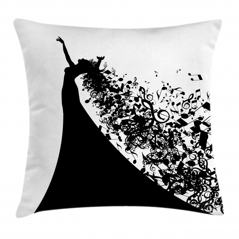 Black and White Singer Woman Pillow Cover