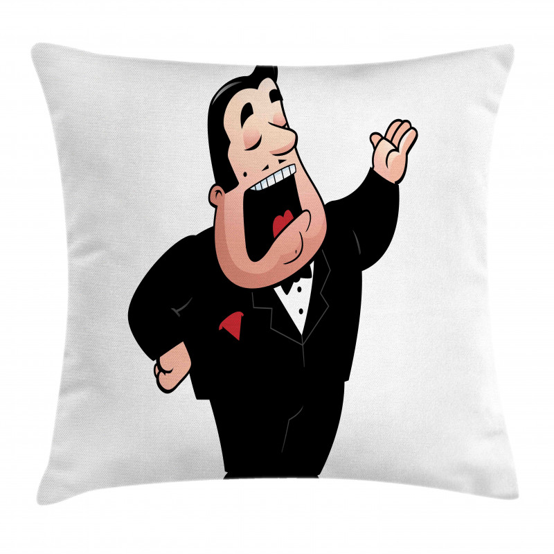 Cartoon Singer Man in Smokin Pillow Cover