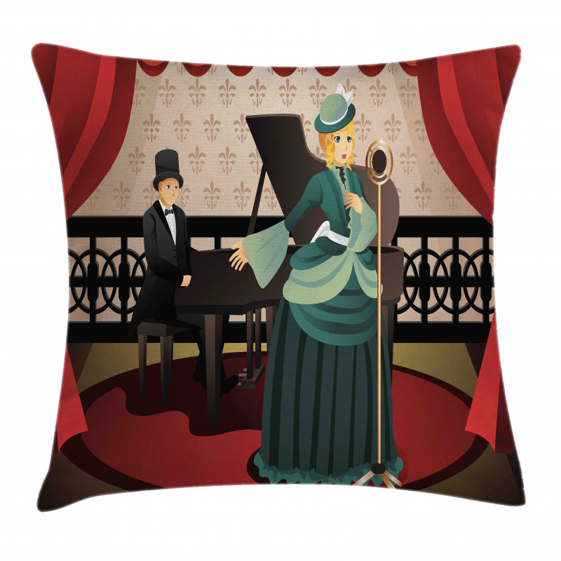 Singer and Pianist Performing Pillow Cover