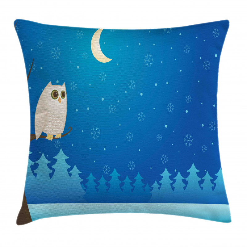 Owl on Tree Branch Art Pillow Cover