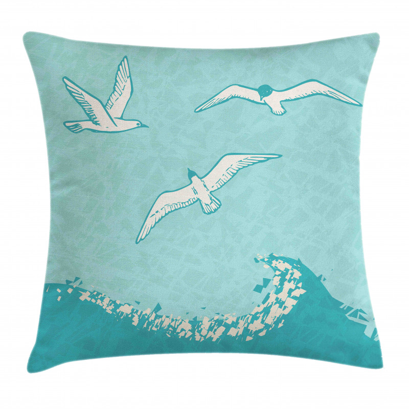 Seagulls Flying over Waves Pillow Cover