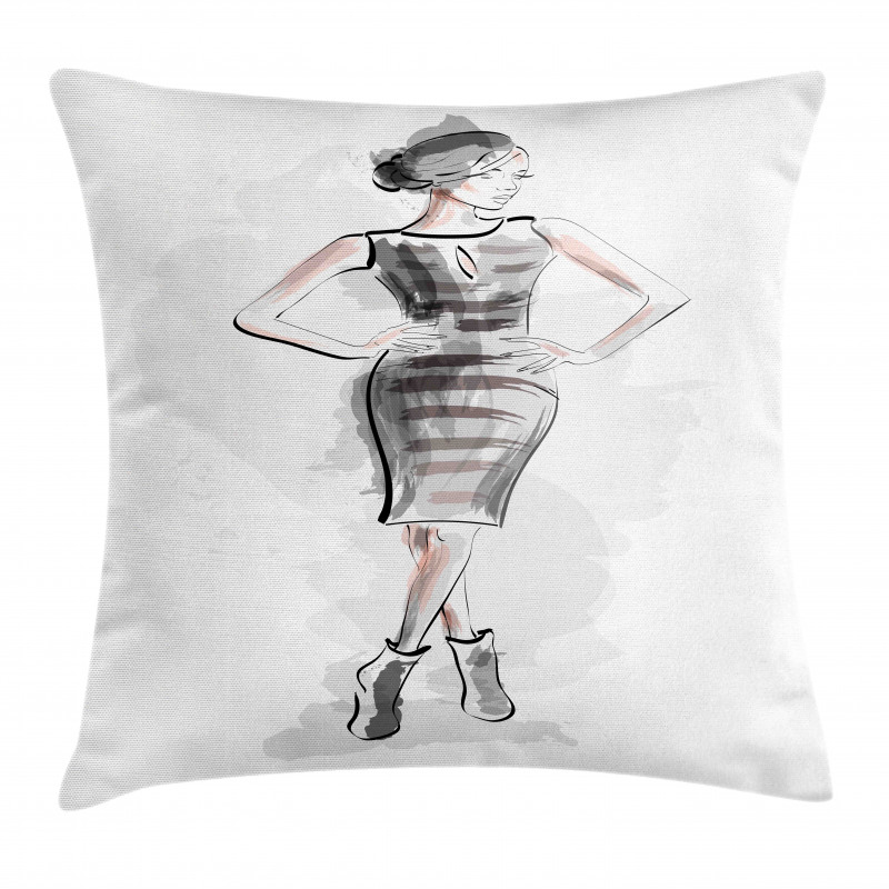 Slim Lady in a Dress Pillow Cover