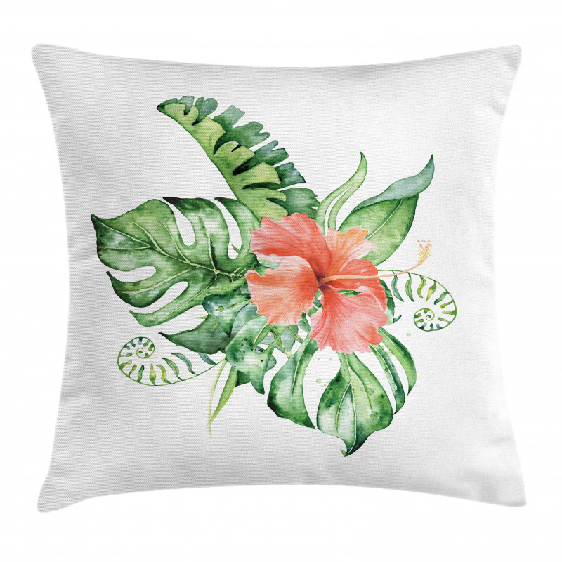 Exotic Flower Leafy Bouquet Pillow Cover