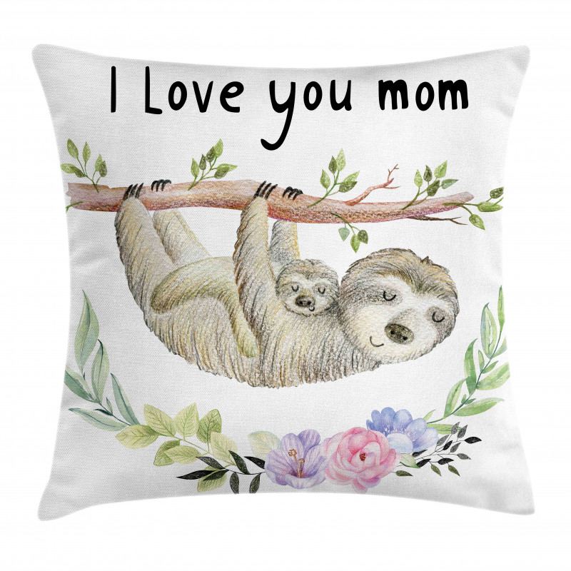 Mom Sloth and Baby Pillow Cover