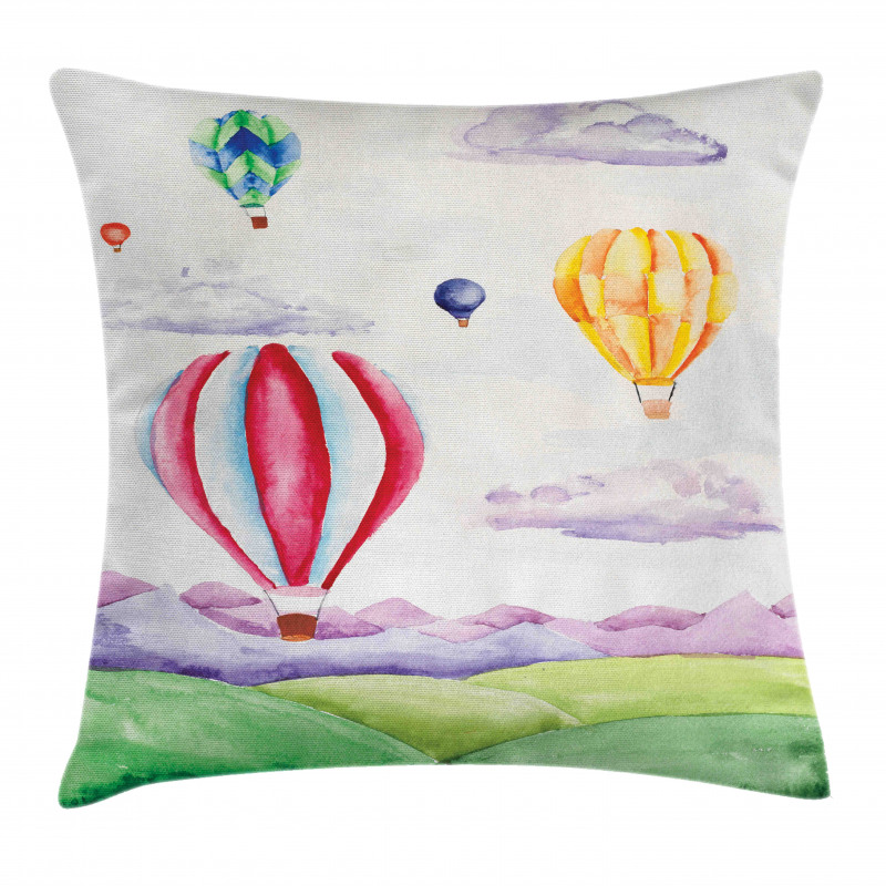 Hot Air Balloons Scene Pillow Cover