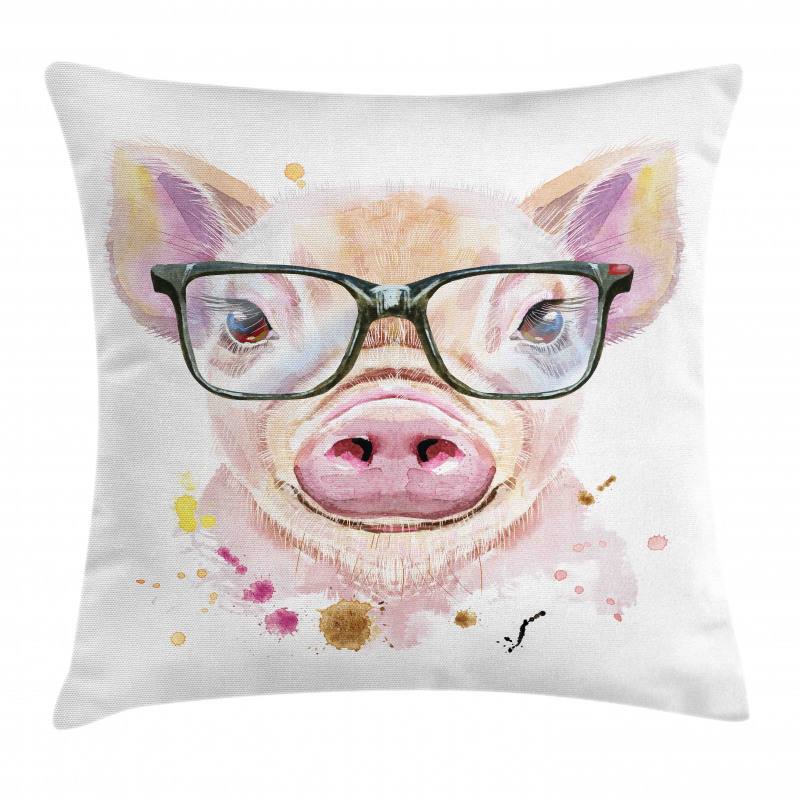 Pig Portrait with Spots Pillow Cover