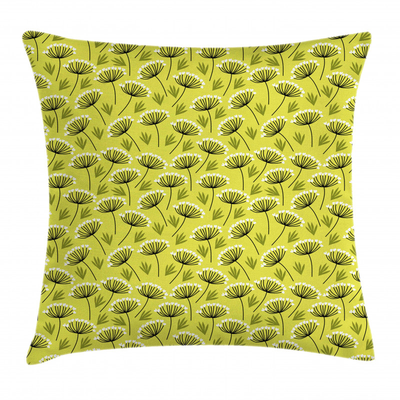 Doodle Style Branches Herbs Pillow Cover