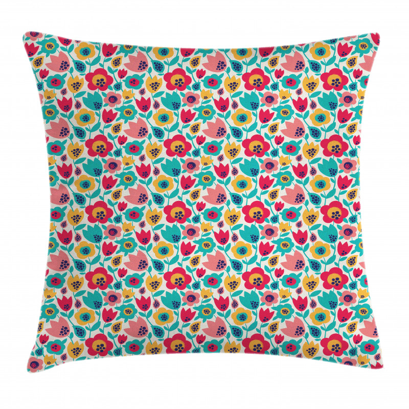 Graphical Flower Silhouettes Pillow Cover