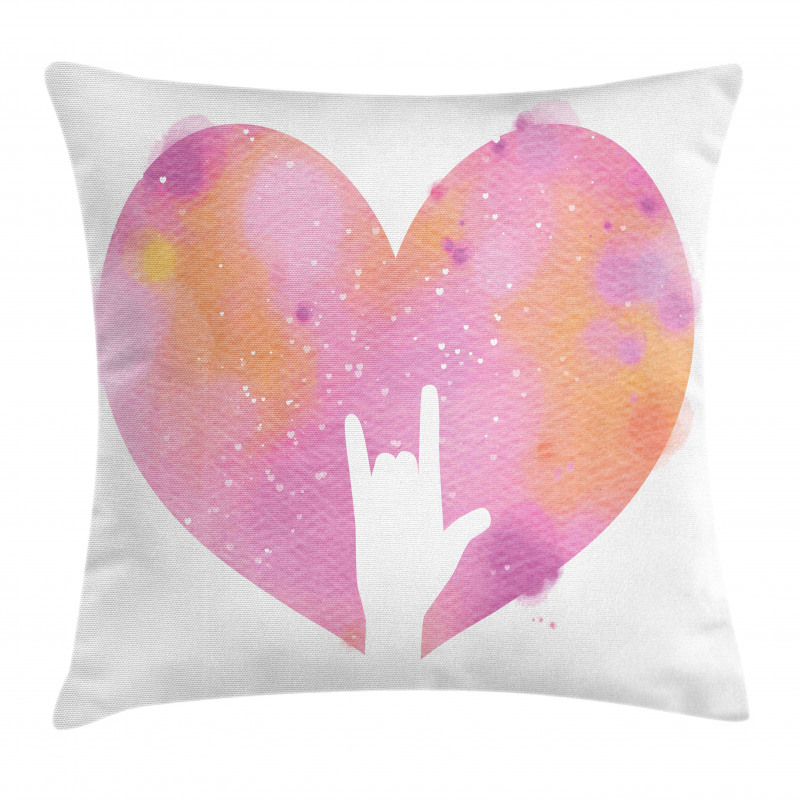 Watercolor Heart Rock Sign Pillow Cover