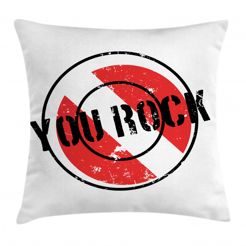 Grunge Look Stamp Graphic Pillow Cover