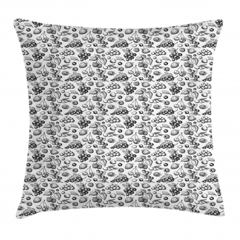 Nostalgic Engraving Berries Pillow Cover