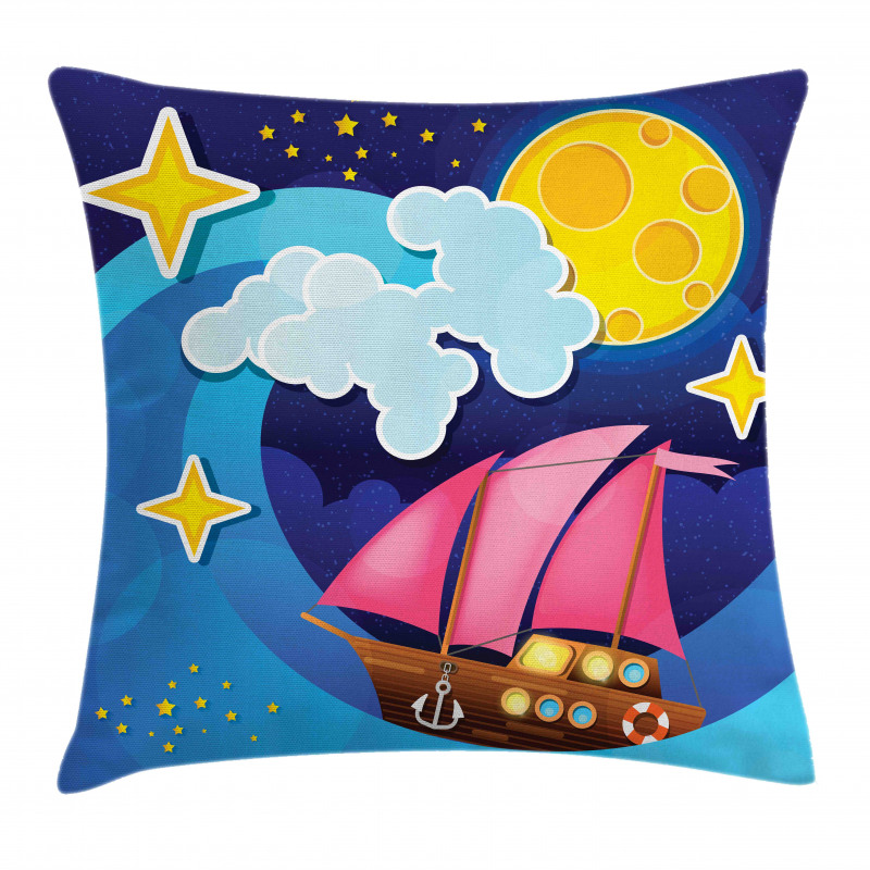 Sailing Boat Cartoon Pillow Cover