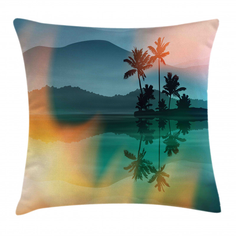 Sea and Palm Trees Art Pillow Cover