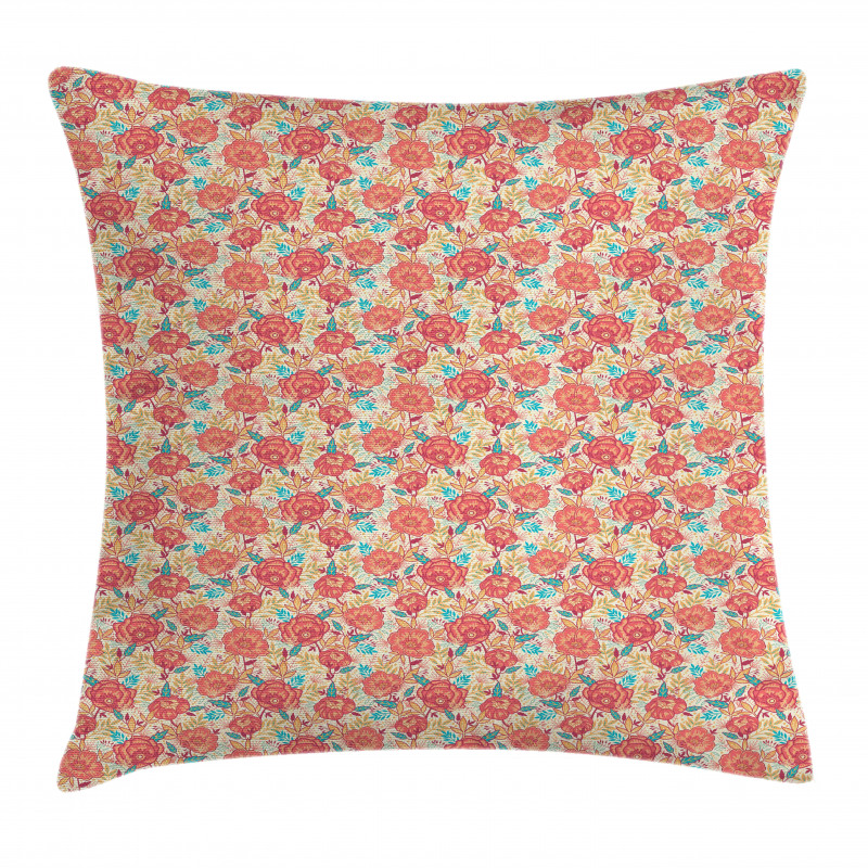 Summer Time Flowers Leaves Pillow Cover