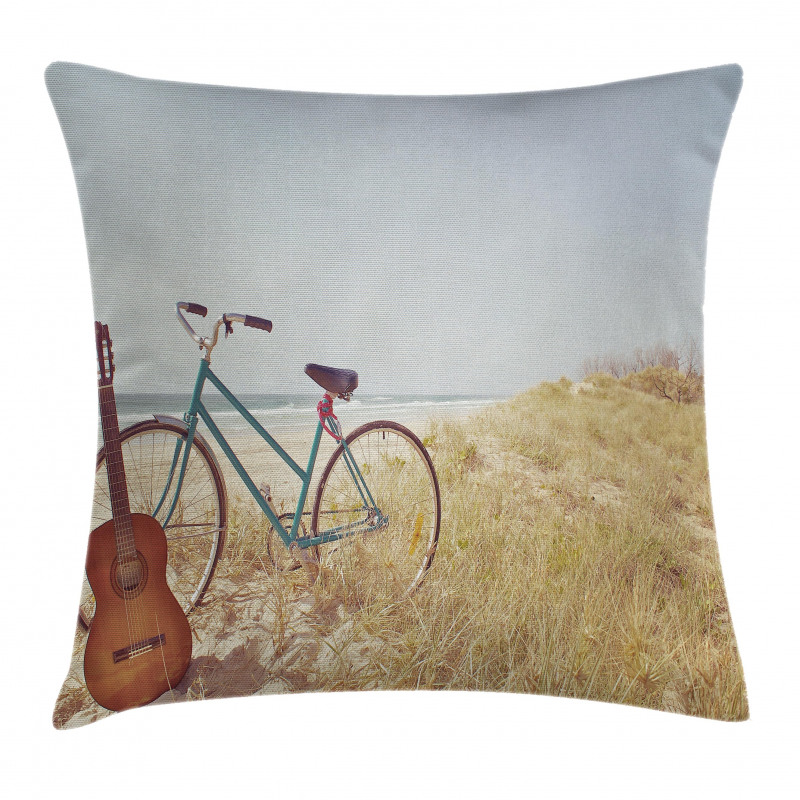 Old Vintage Guitar Beach Pillow Cover