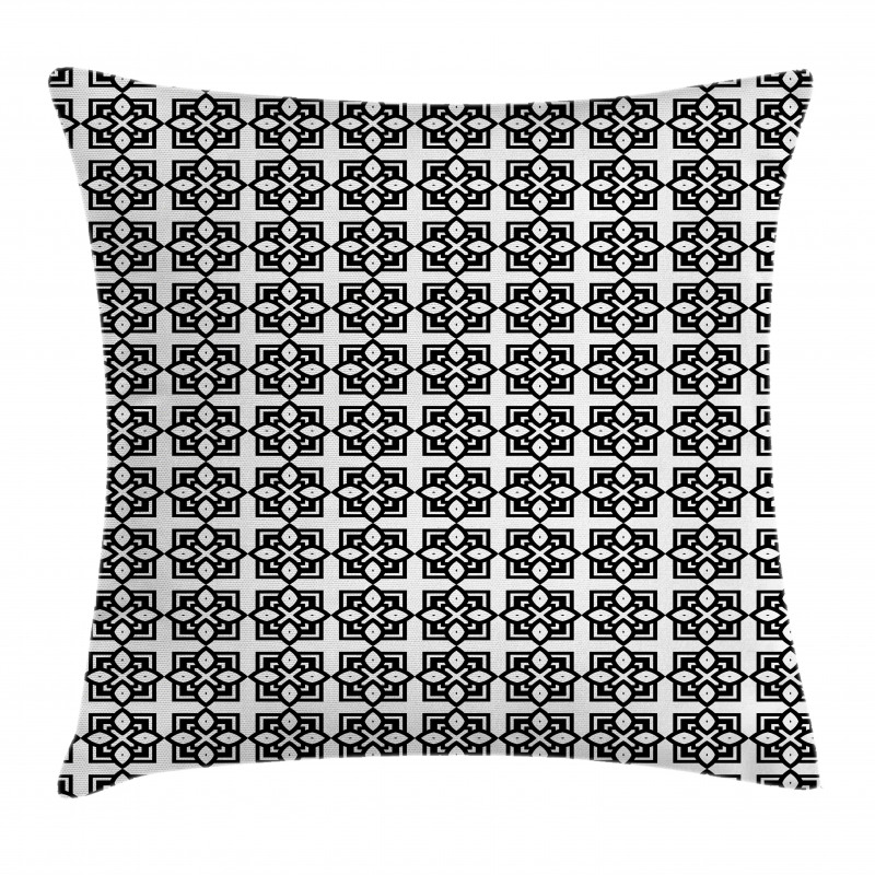 Monochrome Vintage Motif Pillow Cover