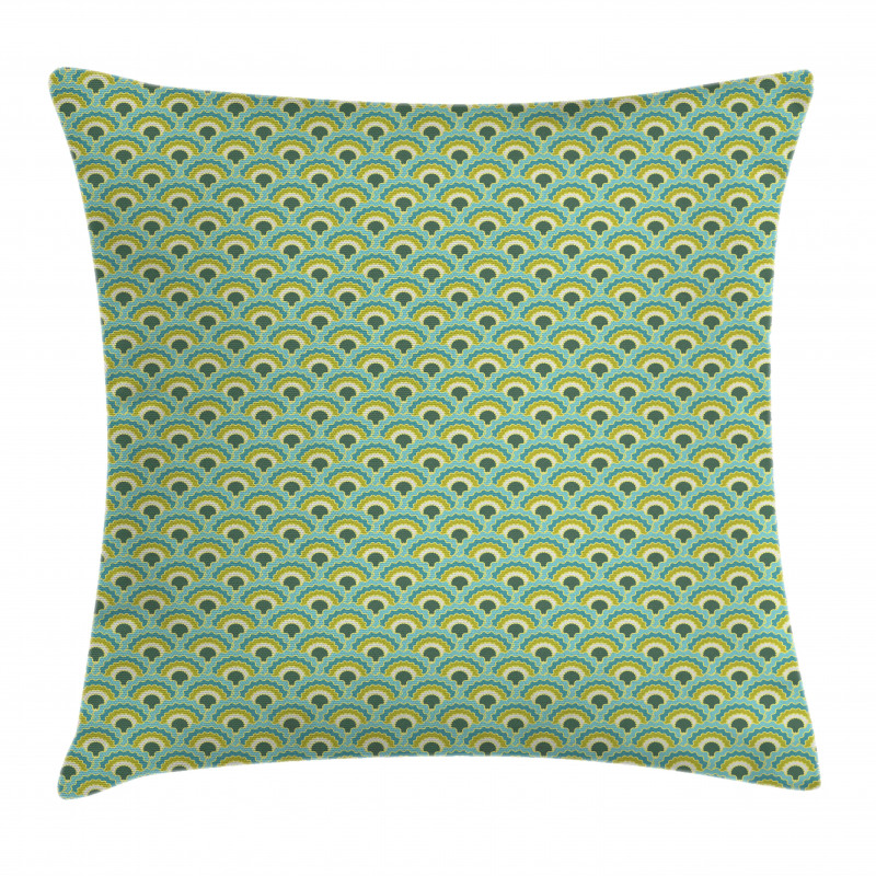 Folk Style Waves Motif Pillow Cover