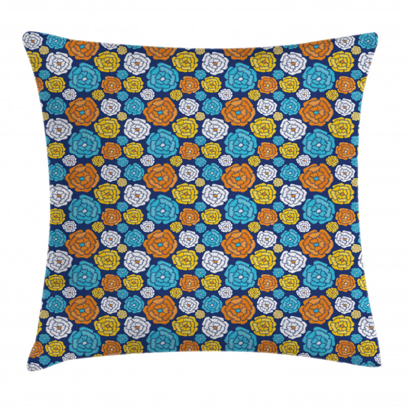 Folkloric Look Flower Art Pillow Cover