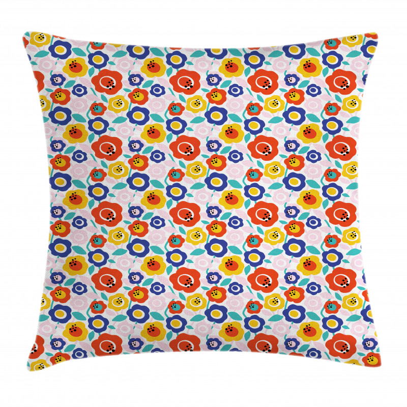 Flowers in Colorful Tones Pillow Cover
