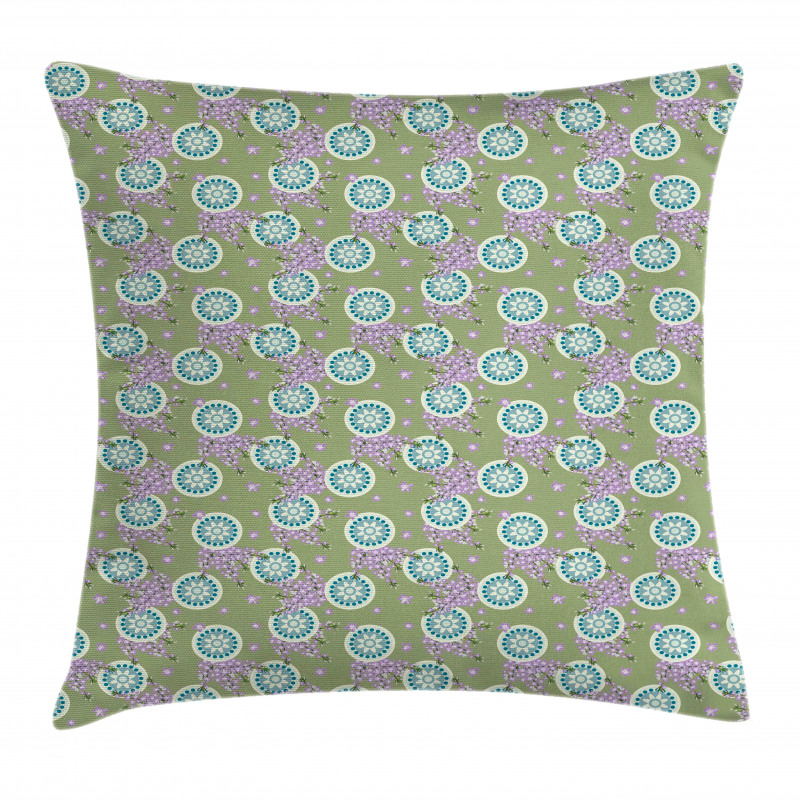 Ornate Round Spring Flower Pillow Cover