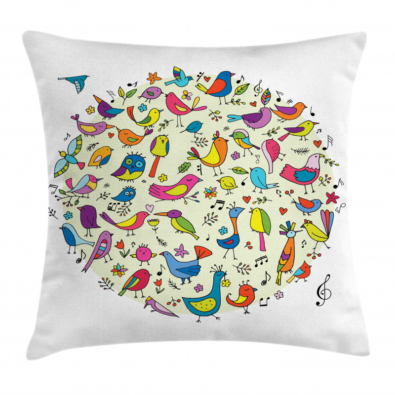 Vivid Little Birds Pillow Cover