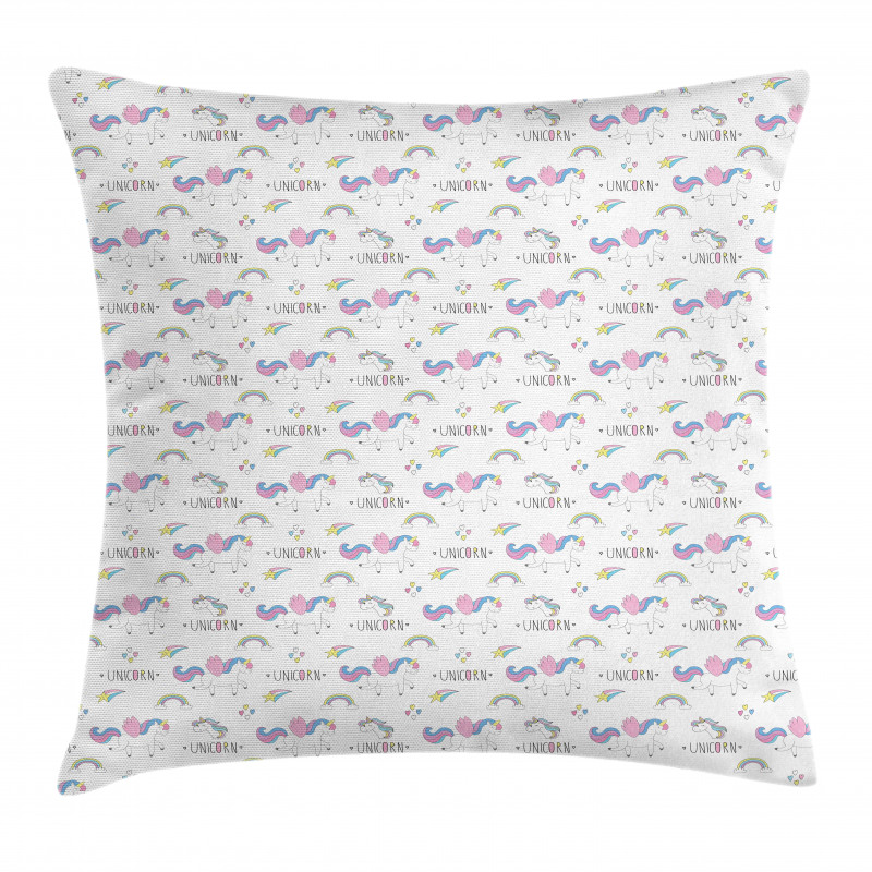 Unicorn Party Rainbow Stars Pillow Cover