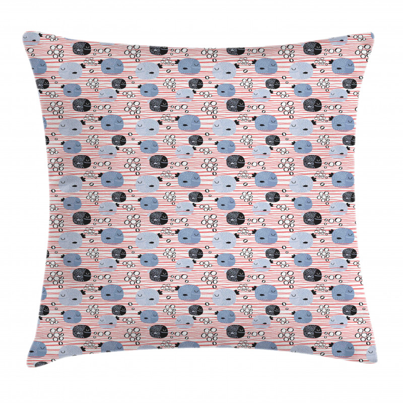 Fish and Bubbles on Stripes Pillow Cover